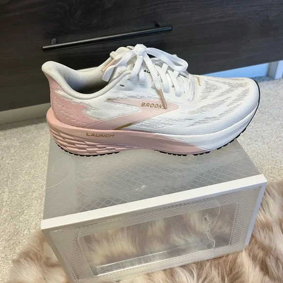 Brooks Women's Launch Athletic Shoes - White and Pink - Picture 5 of 8